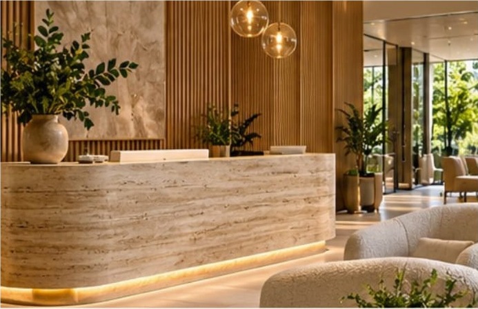 Warm reception interior